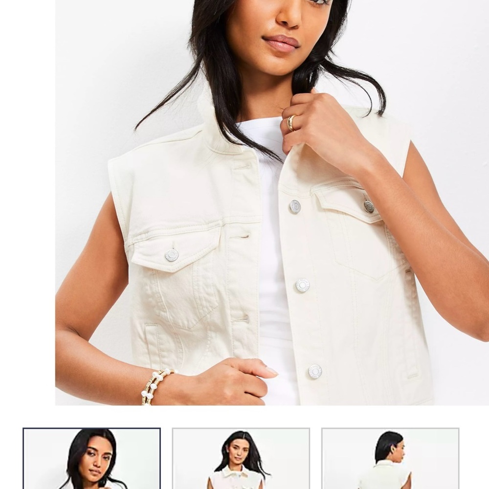 LOFT Ivory denim Sleeveless Vest